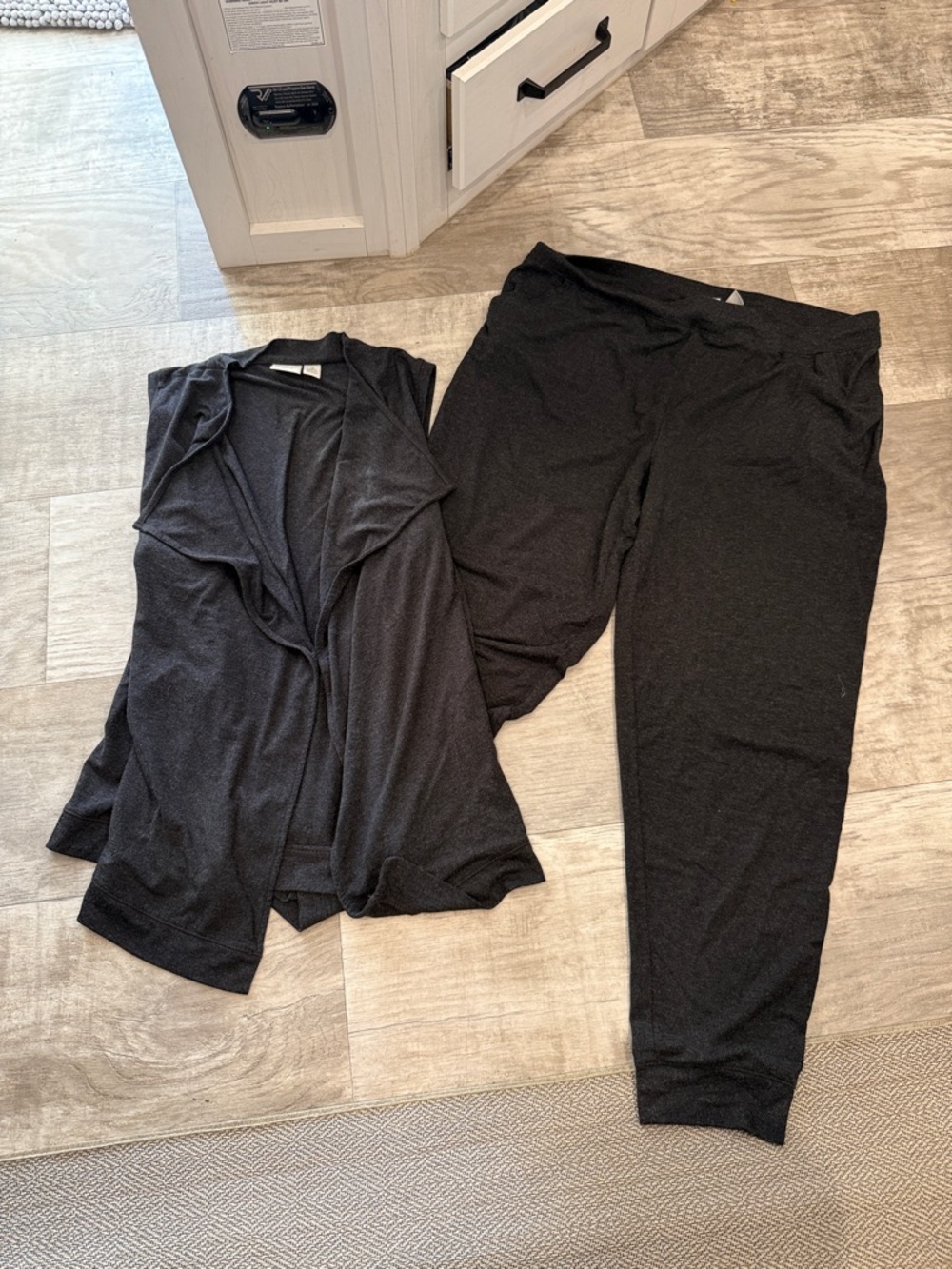 Black Women's Cozy Jogger Pants with Matching Open Front Cardigan